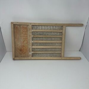 Vintage Primitive Rich-Con Silver 2072 Washboard Collectible Antique Decoration